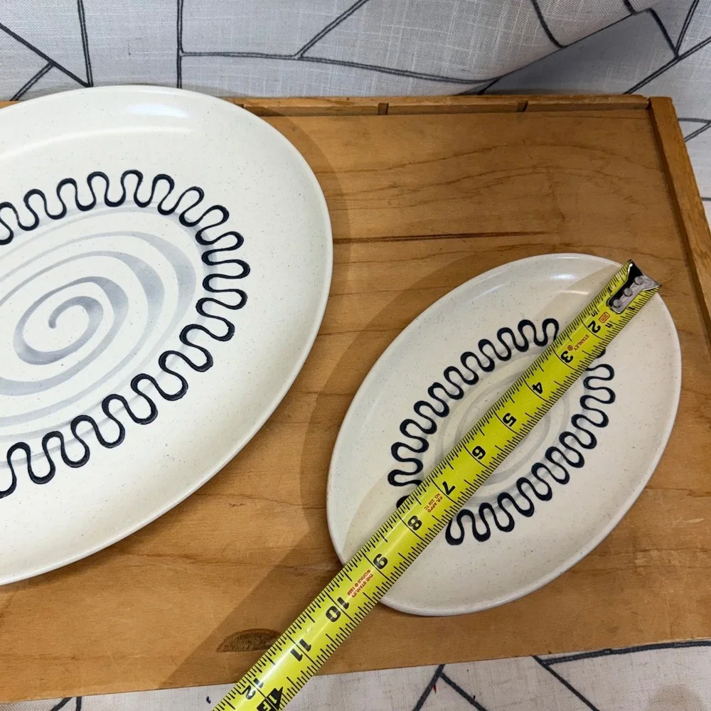 Metlox Poppytrail Aztec Poppy MCM Oval‎ Platter & Serving Dish Set California